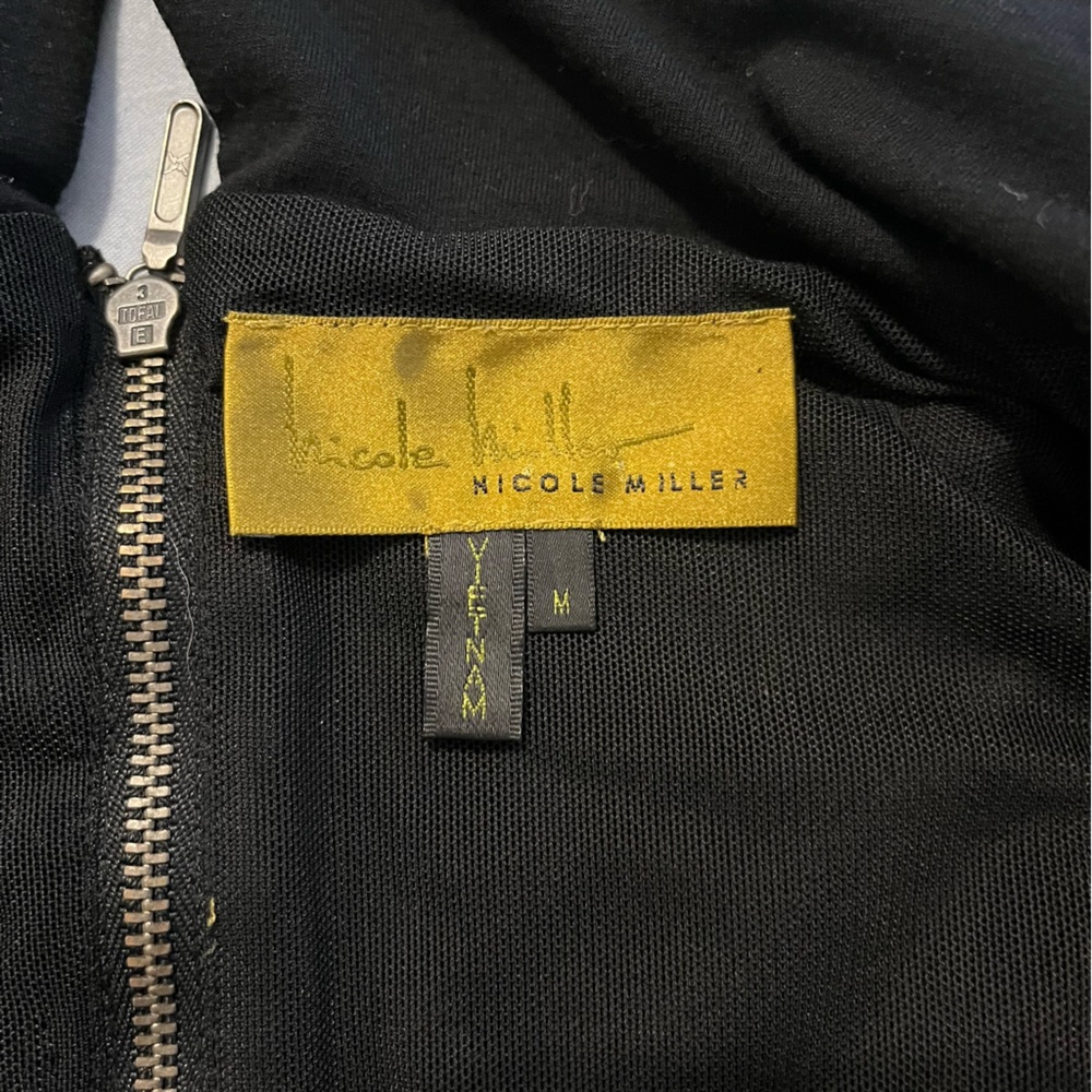 Nicole Miller Artelier Cali Ponte Dress Black Ruched Off-Shoulder Bodycon Med - Picture 9 of 14